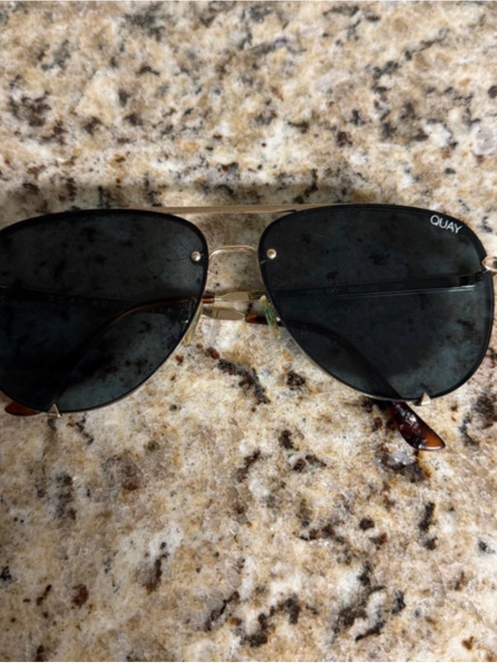 Quay Australia Women's Aviator Sunglasses in Black Lens with Gold Frame